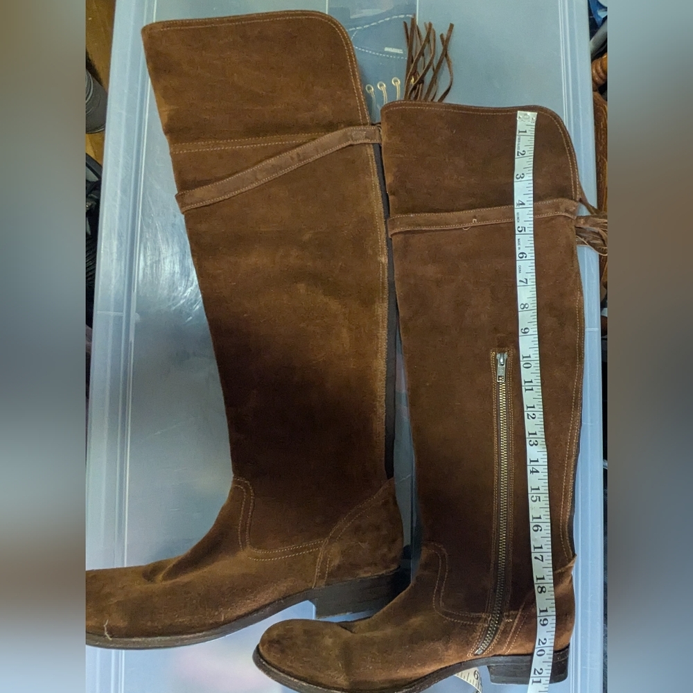 Frye Molly Tassel Brown Suede Over The Knee Boots Women’s 8.5 OTK - Picture 11 of 14